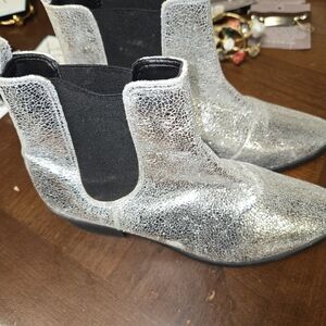 SCHUTZ Silver Ankle Boots